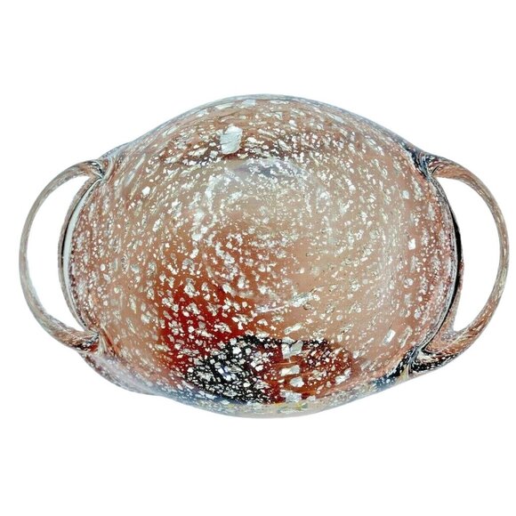 MCM Murano Gold Leaf & Bullicante Amethyst Aventurine Ashtray Folded Bowl - Picture 3 of 16